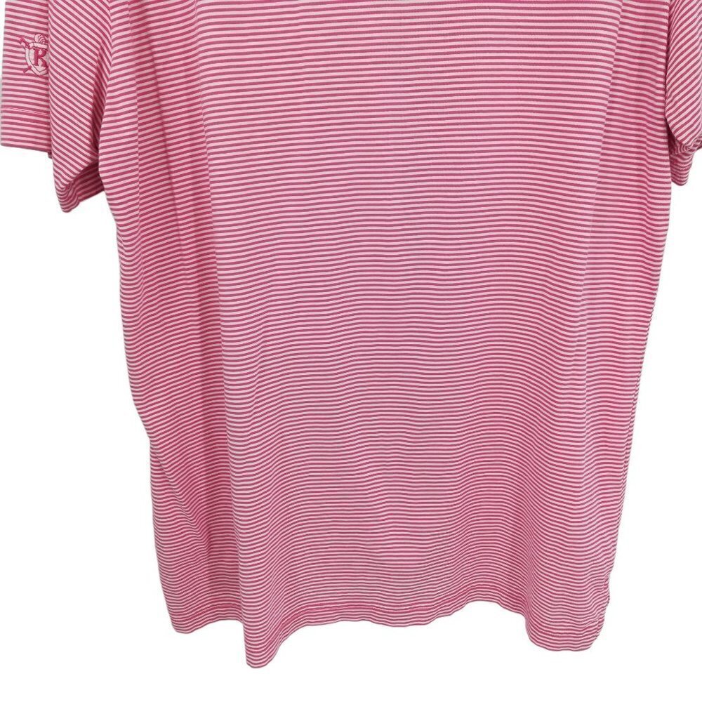 Peter Millar Pima Cotton Striped Pink Golf Short Sleeve Polo Size M Monogram K - Picture 8 of 11
